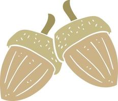 flat color illustration of a cartoon acorns vector