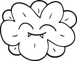 line drawing cartoon flower with fangs vector