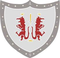 flat color style cartoon heraldic shield vector