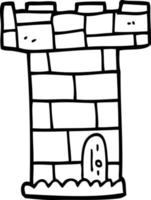 line drawing cartoon castle tower vector