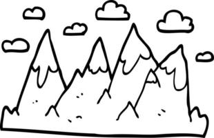 line drawing cartoon mountain range vector