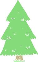 árbol de navidad de dibujos animados de estilo de color plano vector