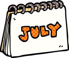 cartoon doodle calendar showing month of july vector