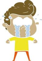 flat color style cartoon crying man vector