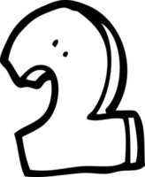 line drawing cartoon number 2 vector