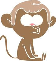 flat color style cartoon hooting monkey vector