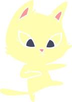 confused flat color style cartoon cat vector