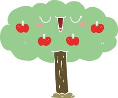 flat color style cartoon apple tree vector