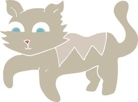 ilustración de color plano de un gato de dibujos animados vector