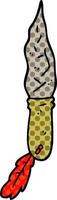 cartoon doodle of a primitive stone dagger vector