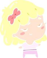 cute flat color style cartoon happy girl vector