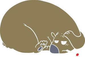 flat color style cartoon bear with a sore head vector