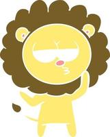 flat color style cartoon tired lion vector