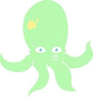 ilustración de color plano de un pulpo de dibujos animados vector