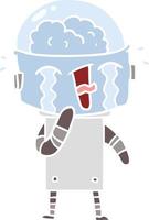 flat color style cartoon crying robot vector