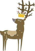 flat color illustration of a cartoon stag king vector