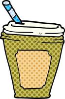 cartoon doodle coffee cup with straw vector