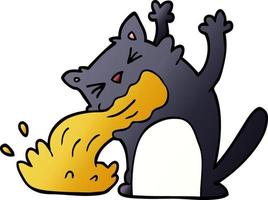 cartoon doodle cat being sick vector