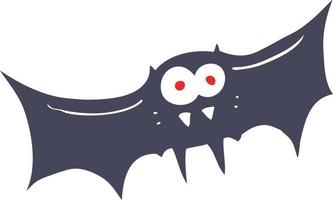 flat color illustration of a cartoon vampire bat vector