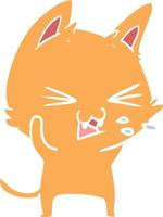 gato de dibujos animados de estilo de color plano silbando vector
