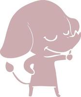 flat color style cartoon smiling elephant vector