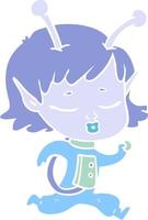 flat color style cartoon alien girl vector