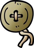 cartoon doodle old wooden button vector