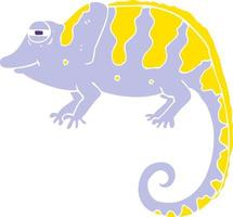 flat color illustration of a cartoon chameleon vector