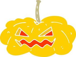 flat color illustration of a cartoon halloween pumpkin vector