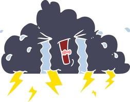 flat color style cartoon thundercloud vector