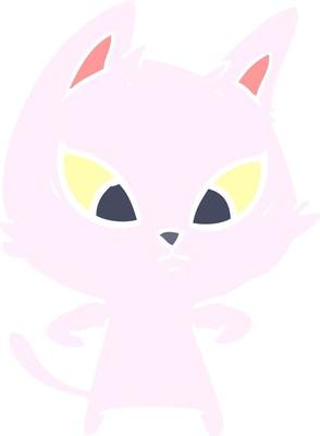 confused flat color style cartoon cat