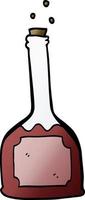 cartoon doodle bottle of red wine vector