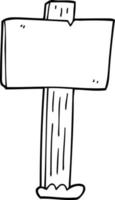 line drawing cartoon sign post vector