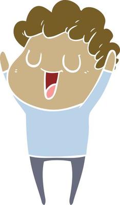 laughing flat color style cartoon man