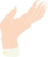 ilustración en color plano de una caricatura con la mano abierta levantada con la palma hacia arriba vector