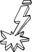 line drawing cartoon thunder bolt vector