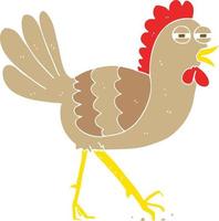 flat color illustration of a cartoon chicken vector