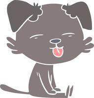 flat color style cartoon dog sticking out tongue vector