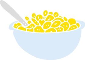 flat color illustration of a cartoon bowl of cereal vector