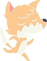 friendly flat color style cartoon fox vector