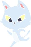 confused flat color style cartoon cat vector