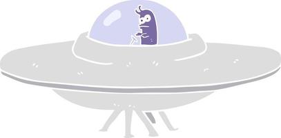 flat color illustration of a cartoon flying saucer vector