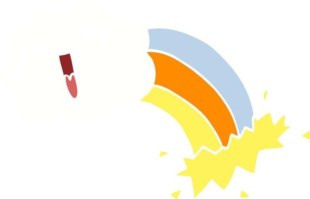 cartoon doodle happy cloud and rainbow
