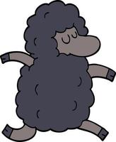 cartoon doodle black sheep vector