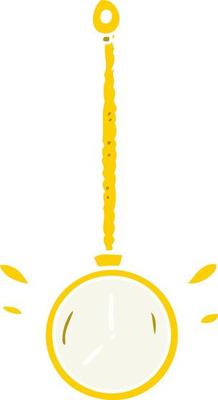 flat color style cartoon swinging gold hypnotist watch