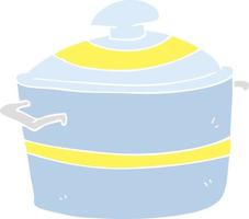 flat color illustration of a cartoon cooking pot vector