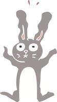 cartoon doodle frightened bunny vector