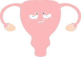 flat color style cartoon angry uterus vector