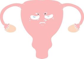 flat color style cartoon angry uterus vector