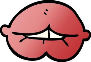 cartoon doodle mouth biting lower lip vector
